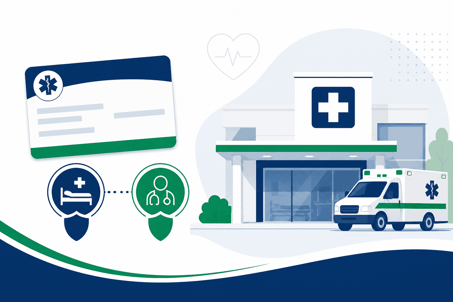 Diagram showing Medicare Part A and Part B emergency room coverage, observation status, and Medicare Advantage ER cost-sharing rules