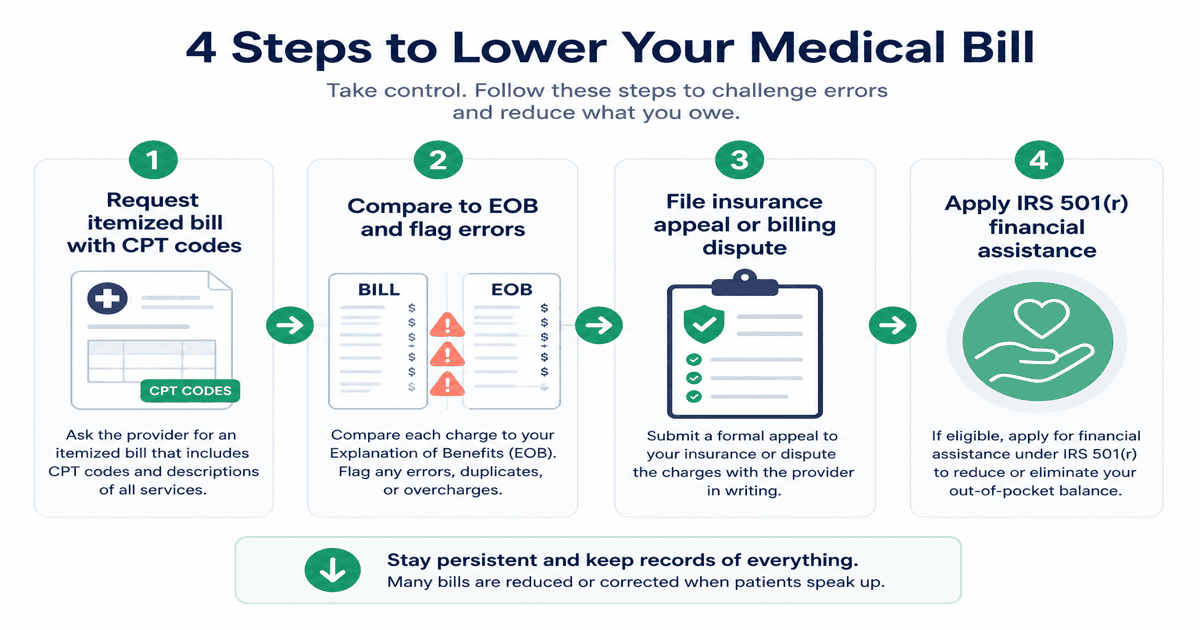 Diagram comparing in-network versus out-of-network provider billing with insurance, showing negotiated rates and No Surprises Act protections for emergency care