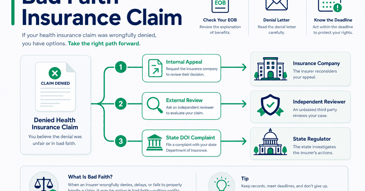 Flowchart explaining prior authorization: doctor orders a service, the health plan reviews coverage criteria, and if denied the patient can file an internal appeal